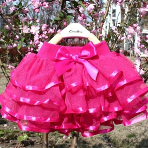 2020 Tutu Skirt Girls Cake Tutu Pettiskirt Dance Mini Skirt Birthday Princess Ball Gown Children Kids Clothes Rose red Skirts