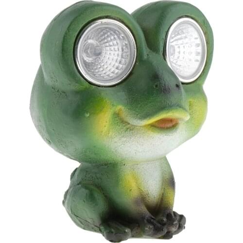 Green Frog Statue with Solar Light Eyes for Home Garden Outdoor Decorations Decorative Cute Frog Ornament