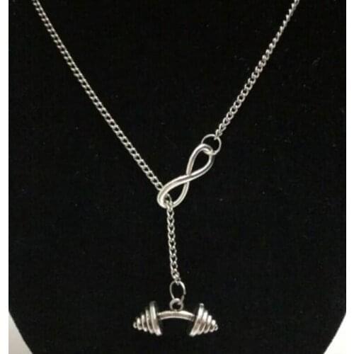 New Fashion Weight Dumbbell & Lucky 8 Charms Pendant Necklace Suspension Jewelry Gift 1pcs