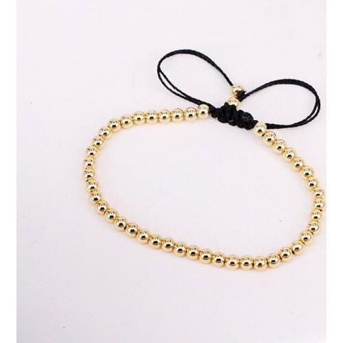 12PCS Handmade 4MM Beads Braided Macrame Charm Wrap Cord Beaded Bracelet Bangles Adjustable Rope Jewelry For Men Women