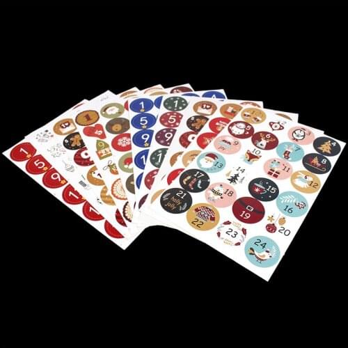24pcs Happy Christmas Day Vintage Christmas Theme Series Badge Design DIY Multifunction Seal Sticker Gift Sticker Gift Label