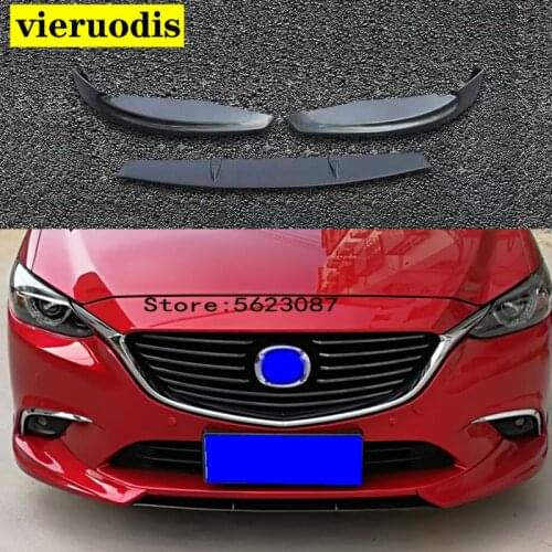 For Mazda 6 Atenza 2014-2017 ABS Unpainted Color Front Corner Bumper Skid Lip Protector Guard Covers Spoiler 3Pcs Car Styling