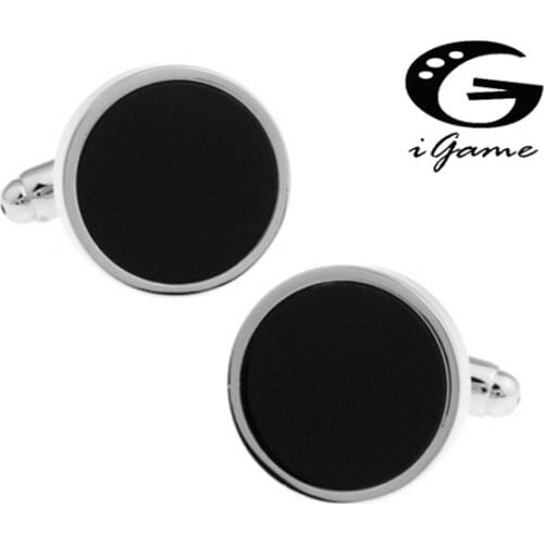 Free Shipping Fashion Cufflinks Black Color Round Black Stone Design Hotsale Brass Cufflinks For Men