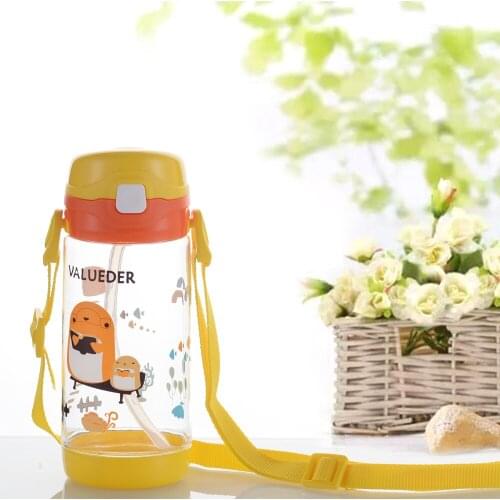 VALUEDER 300ml Baby Water Bottle Cute Leakproof Straw Cup with Non-slip Handle for Children Wide Mouth Kids Drinking Cup
