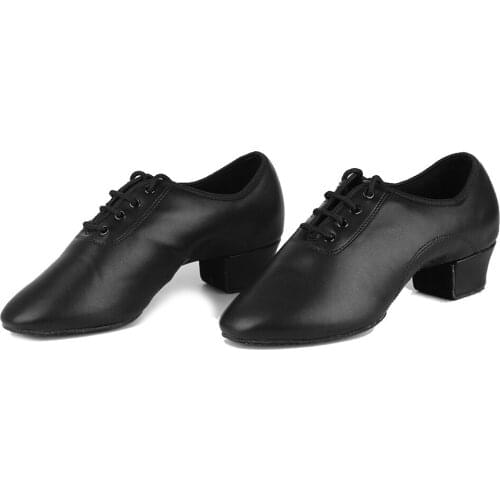 USHINE EU26-43 Black PU Children Latin Ballroom Dance Shoes Latin Shoes Kids Boys Girls