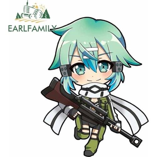 EARLFAMILY 13cm x 12.1cm for Sword Art Online Sinon Waifu Car Stickers Windshield Surfboard Decal Anime Waterproof Decoration