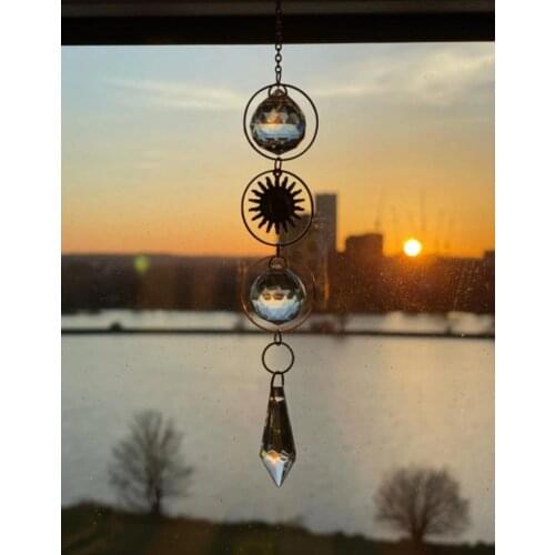 Geometric sun suncatcher gold plated/suncatcher for windows/crystal light catcher, suncatchers prism, Angel Aura Quartz Sacred