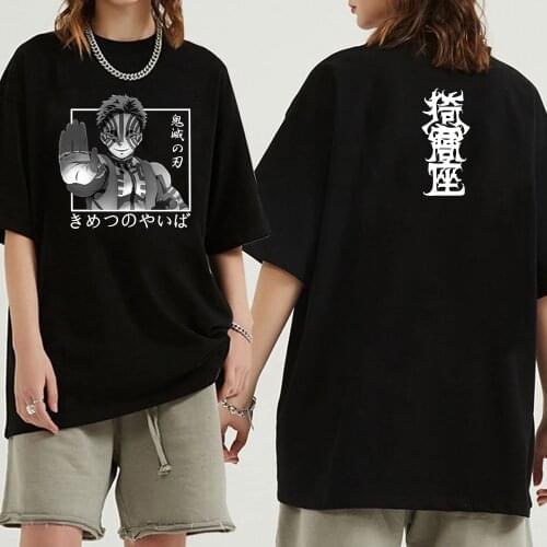 Hot Demon Slayer Anime T-shirt Akaza Print Tees Men Ulzzang Tees Vintage Summer Tops Casual Cloth Male
