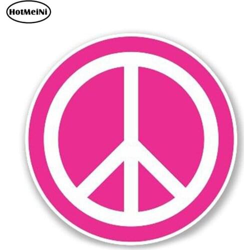HotMeiNi 13cm x 13cm Car Stickers Pink Peace Symbol Vinyl Sticker Helmet Bumper Caravan Laptop Car Styling Waterproof Decal