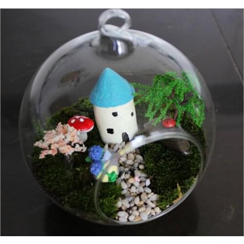 10pcs/lot Hanging Clear Flat-bottomed Crystal Glass Vase Flower Balls Terrarium Decoratives Vases Beach Wedding party Dia 8 cm