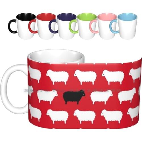 Black Sheep Sweater Pattern Ceramic Mugs Coffee Cups Milk Tea Mug Black Black Sheep Diana Pattern Black White Sheep White Sheep
