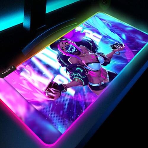 League of Legends Kda Akali Mouse Mat Keyboard Pad Backlit Mat Led Glowing Mouse Pad Pc Accessories Gaming Mousepad Xl Rgb Big