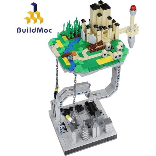 Moc Bricks Castle The Sky Castle Spaceship Sculptures Suspended Gravity Buildmoc Dynamic Physics Balance Building Blocks Kid Toy