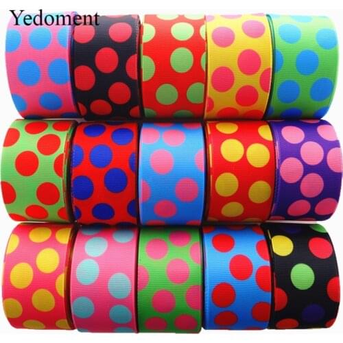 1.5" 38mm 10 yards polka dots printed grosgrain ribbons DIY hair bows handmade materials,MD19012601