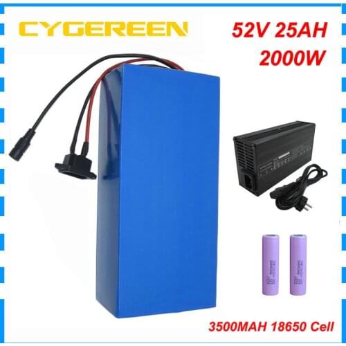 2000W 14S 52V 25AH Li-ion ebike battery 52 V Electric bike scooter bateria pack use samsung 35E cell 50A BMS with 5A Charger