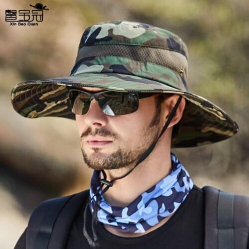 Fashion sun hat mens outdoor fishermans hat leisure jungle round edge NET hat mountaineering fishing camouflage Benny hat