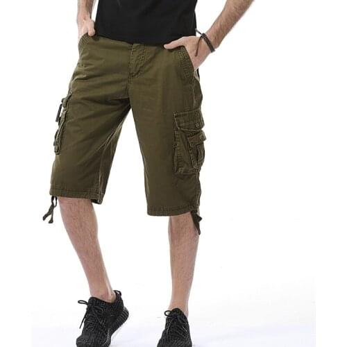 2020 Mens Cotton Cargo Shorts Loose Multi Pockets Army Military Shorts Bermuda Masculina Male Casual Shorts Workout Shorts Homme