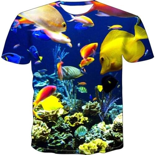 Mens and womens 3D printed T-shirts Fashionable and interesting fish pattern casual wear / T-shirt Unisex T-shirt street top