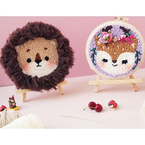 Handmade DIY Punch Needle Kits for Beginner, Needle Embroidery Kit, Punch Needle Kit with Yarn, Punch Needle Pattern, Rug Hook