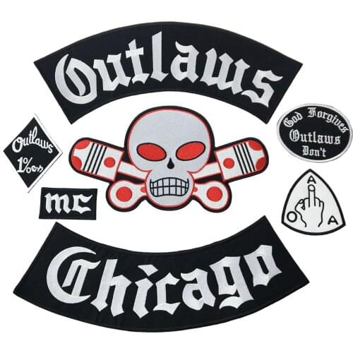 Chicago Forgives Custom Skull Embroidery Patches Full Set Biker Motorcycle Punk Rock Iron on Patch Back Jackets Applique Clothes