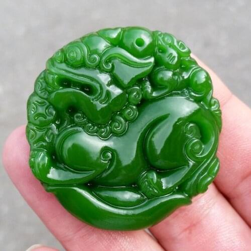 Natural Green Jade Hand Carved Pixiu Pendant Fashion Boutique Jewelry Men and Women Necklace Gift Accessories
