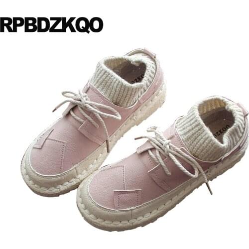 Japanese school round toe cheap shoes china women designer chinese pink comfortable winter flats wide fit ladies lace up walking