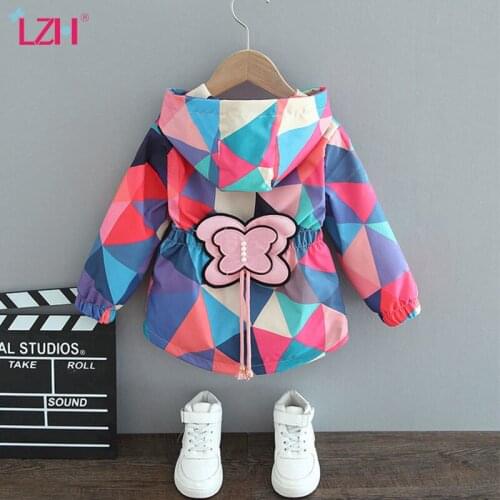 LZH 2021 Autumn Windbreaker For Girls Lattice Childrens Clothing New Kid Outerwear Long Sleeve Baby Girls Coat 1-6 Years Jacket