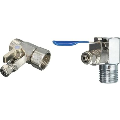 2 Pcs 1/2Inch To 1/4Inch RO Feed Water Adapter Ball Valve Faucet Tap Feed Reverse Osmosis Blue & Silver