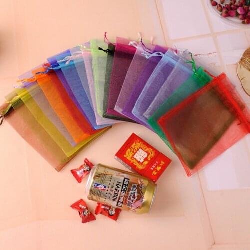 Sacolas de presente Organza Jewelry Bag 17x23cm 50pcs Fabric Gift Bags sachet organza Gift Pouch Can Custom Logo
