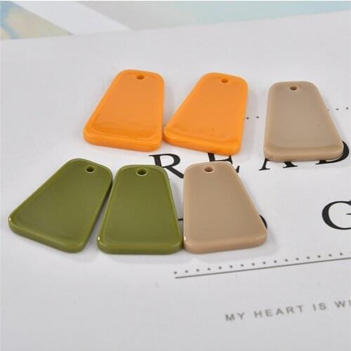 New style 50pcs/lot color print geometry trapezoid shape resin beads diy jewelry earring/garment pendant accessory