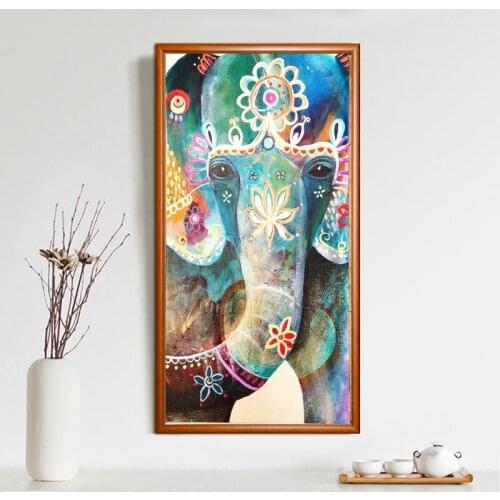Full 3D Diy Diamond Painting Cross Stitch Colorful Elephant Rhinestone Posters Needlework Animal Diamond Embroidery Decorative