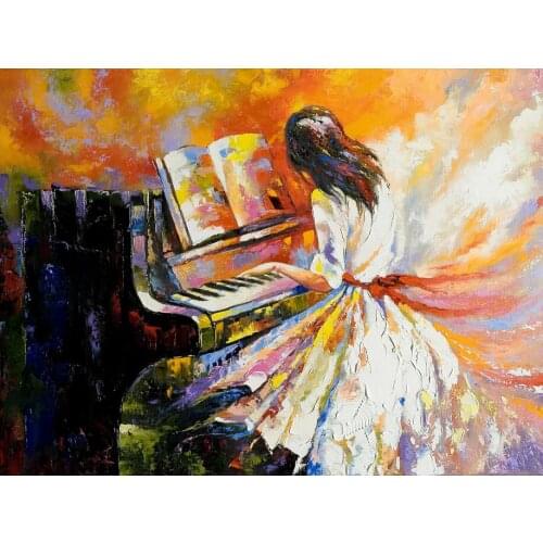 Music Piano Girl Impressionism Art Film Print Silk Poster Home Wall Decor 24x36inch