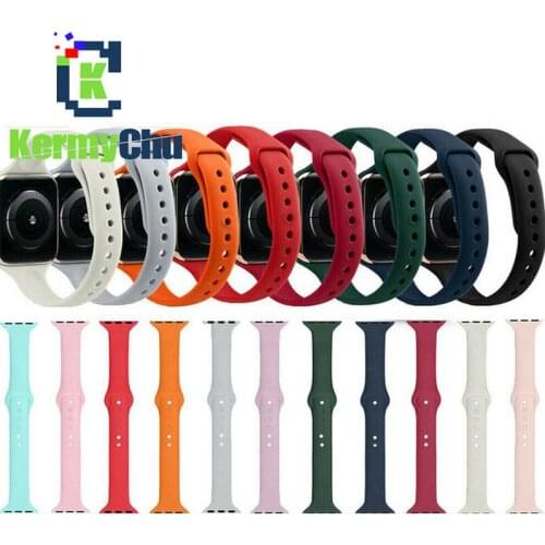 Silicone Band for Apple Watch Strap 44mm 40mm 38mm 42mm Slim Strap For IWatch 5 4 3 2 1 Rubber Watchband Bracelet Sports Loop