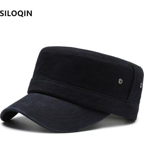 SILOQIN Snapback Cap Mens Flat Cap Cotton Military Hat 2021 New Spring Navy Hats For Adult Men Simple Casual Brand Sports Cap