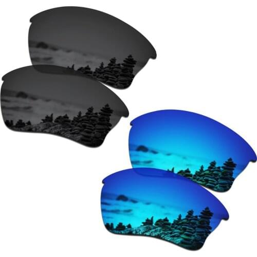 SmartVLT 2 Pairs Polarized Sunglasses Replacement Lenses for Oakley Mainlink Stealth Black and Ice Blue