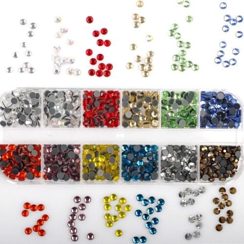 720-2000Pcs Mix Color Rhinestones Set / Flatback Crystal Hot Fix Rhinestones Set for Garment Decoration DIY Bright Glass Strass