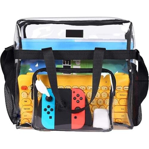 Storage Bag Shopping BagClear Bag Stadium Approved, Transparent See Through Clear Tote Bag for Work, Sports Games-12 x12 x6