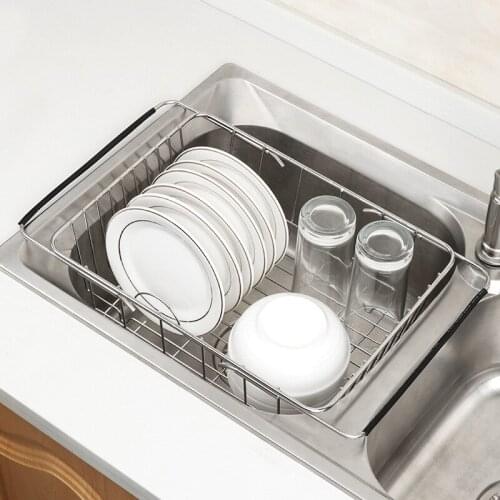 Retractable Kitchen Sink Drain Basket Draining Shelf Stainless Steel Sink Sink Tableware Filter Dry Water Basket Plate Storage