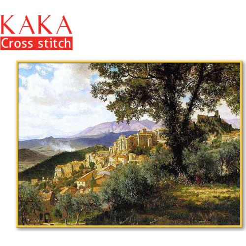 Cross stitch kits,Embroidery needlework sets with printed pattern,11CT-canvas for Home Decor Painting,Landscape Full NCKS125