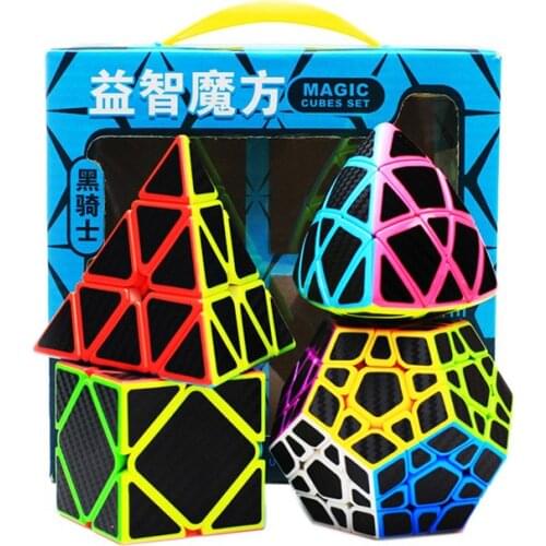 ZCUBE 4pcs/set Carbon Fiber Sticker Speed Magic Cubes Strange-shape Magic Puzzle Cubo Magico Toy Children Kids Gift Toys