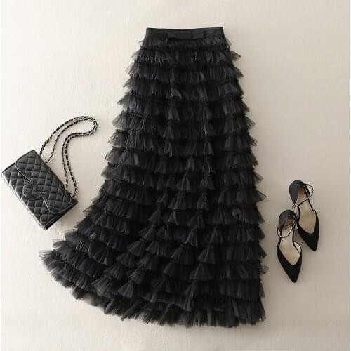 Brand new design Fashion womens high quality bowtie mesh skirts runways elegant Layered skirt women party skirts B239