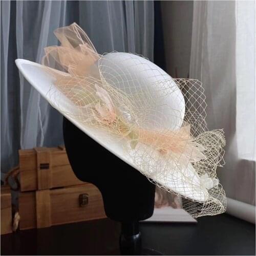 Women Japan Style Bridal Hats and Fascinations Lady Hat for Wedding Party Headpiece Ladies Accessories 2021