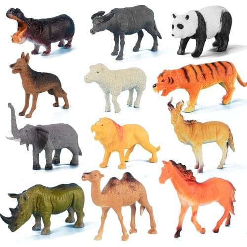 Zoo World Wild Animal Lion Deer Tiger Elephant Model Action Figures Farm Goat Horse Cow PVC Educational Cute Toy For Kids