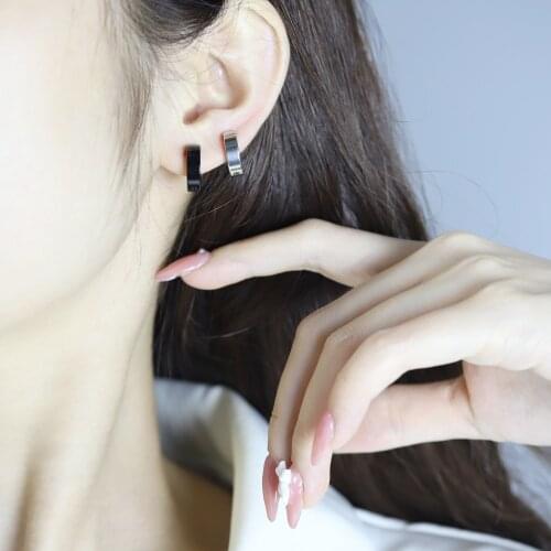 1 Pair Men Women Stainless Steel Non-Piercing Earring Clip on Ear Stud Cuff Earrings Men Black Punk Cool Jewelry Wholesale