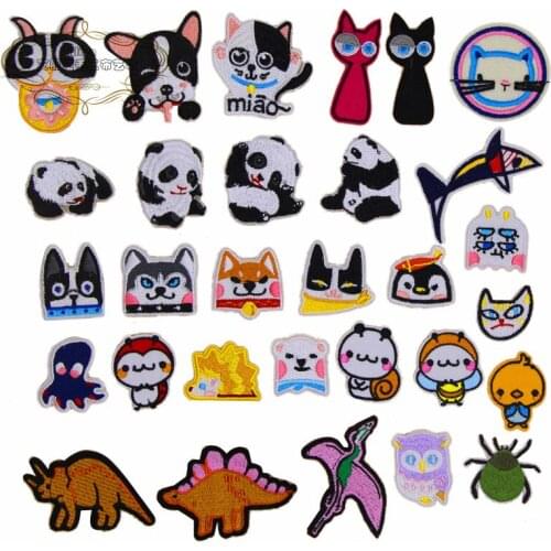 1 pcs Little Animals owl panda cat dog embroidered iron on patches cloth accessories bag hat repair Appliques phone decor diy