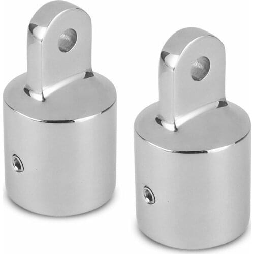 Pair 316 Marine Stainless Steel 2 Eye End Cap Bimini Top Fitting / Hardware 3/4