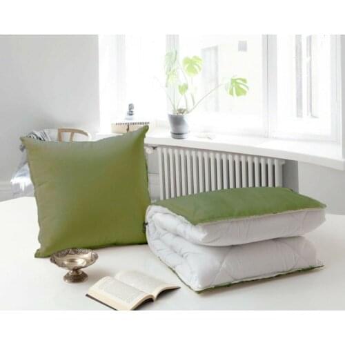 2-in-1 Green Microfiber Fabric MultiPurpose Quilt Cushion Blanket Office Nap Car Folding Blanket Home Decoration Easy Storage
