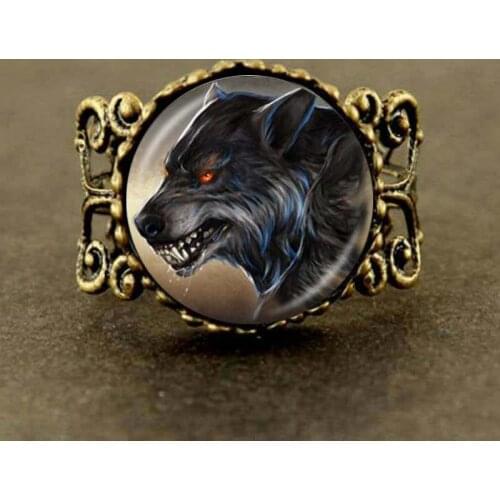 2017 Sale Collares Collier Wolf With Eye Ring Statement Art Photo Glass Cabochon Animal For Women