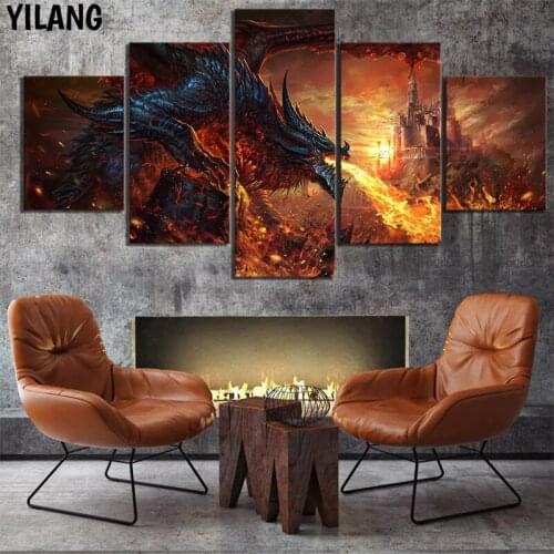 5 Piece Fantasy Art Paintings Wing Of Death Poster Poster Poster Game Pictures Wall Art For Home Decor Living Room Decoration