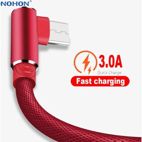 90 Degree Micro USB Cable Cord Charger Data For Samsung A10S S7 Honor 10i Redmi Mobile Phone Wire 3A Fast Charging 1m 2m 3m Long